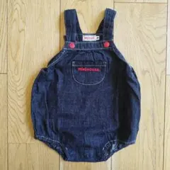 ミキハウス　ダルマオール　ロンパース　M　80 90 デニム　ロゴ　ベビーキッズ
