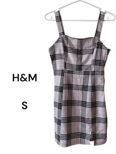 H&M チェック柄 ノースリーブ ミニワンピース S