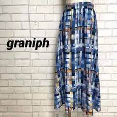 graniph グラニフ　総柄フレアスカート　青空柄　裏地あり　ウエストゴムのサムネイル