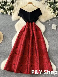 春夏コーデ❤️レディース　ロング丈ワンピース　パーティードレス　Vライン