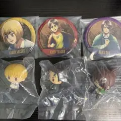 進撃の巨人一番くじ　G賞缶バッジ　H賞ちょこのっこ　エレン　アルミン　ハンジのサムネイル