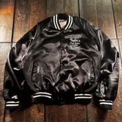 古着　Auburn sportwear ナイロンスタジャン　黒　ラグランUSA製