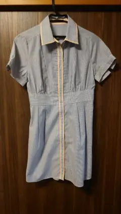 ストライプ 半袖　シャツワンピース