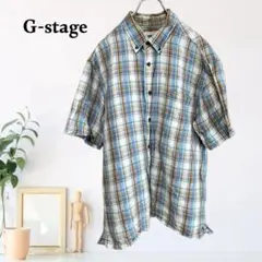 zC1087【XL】ジーステージ G-stage シャツ チェック柄 半袖のサムネイル