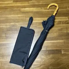 黒の竹製ハンドル折りたたみ傘