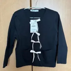 ZARA リボン ニット カーディガン ブラック