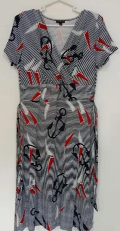 TALBOTS ストライプ ラップドレス Sのサムネイル