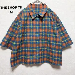【美品】ザショップティーケー チェック シャツ 半袖 M 青橙黄 カジュアルのサムネイル