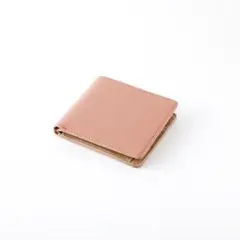 折財布 ベージュピンク本革 小銭入有 男女兼用 新品