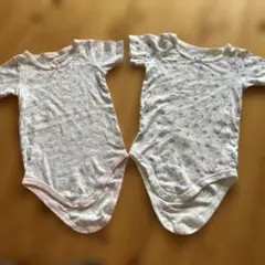 コンビミニ　ハート　花柄半袖ロンパース　2枚