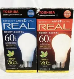 東芝　電球形蛍光ランプ 蛍光灯 ネオボールＺ　リアル　６０Ｗ形　2種類