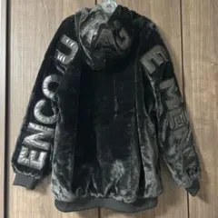 ◯ メンズ 5Lシルキーファー フリース ジップパーカー ブルゾン 黒
