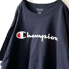 チャンピオン Champion ロゴ Tシャツ XL ネイビー 紺色 古着