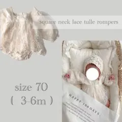 square neck lace tulle rompers