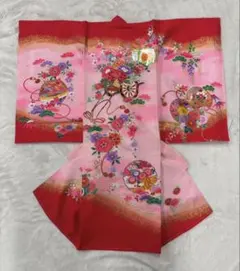 新品 正絹 日本製】お宮参り 産着 女の子 金糸刺繍 高級 ピンク 襦袢付 