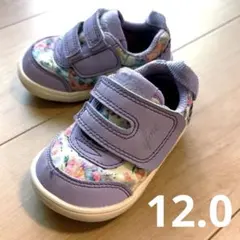 IFME イフミー ベビー シューズ 靴 12cm 花柄 紫