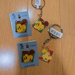 Disney 미키 마우스 ピンバッジ キーホルダー 4点セット