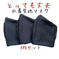 洗えるマスク　水着　おしゃれ　大きめ　丈夫　エコ　ハンドメイド　黒3枚セット