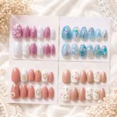 ネイルチップ 4種セット 花柄 ラメ 激安価格のサムネイル