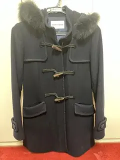 ス*イ様 ネイビー ウール ダッフルコート ファー付き