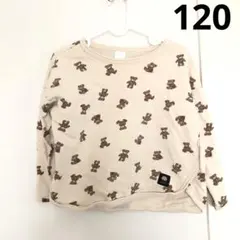 テディベア Tシャツ カットソー 長袖 120 アイボリー ベージュ 女の子