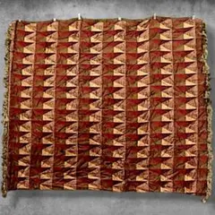 BOHE エスニック ラグ マット 古着 茶色 図形 格子 幾何学模様 総柄