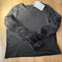 新品♡黒ドット柄 シースルー袖 トップス