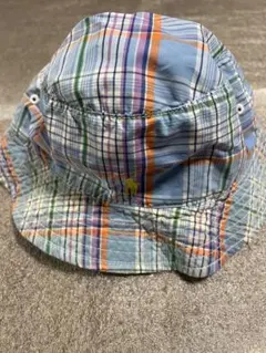 ポロ刺繍 バケットハット チェック柄