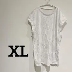 ホワイト 【XL】半袖 Tシャツ シンプル トップス ホワイト