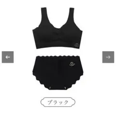 ノンワイヤー夜用セット　ブラジャー　ショーツ　ディアドリスブラックS