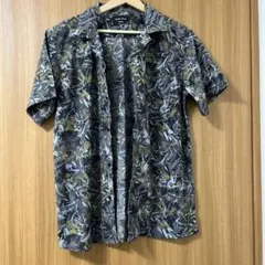 総柄　半袖シャツ　Mサイズ　グレー系　アロハ