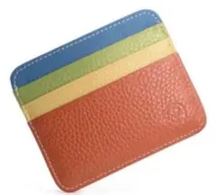 レザー製カードケース オレンジ/青/緑/黄色