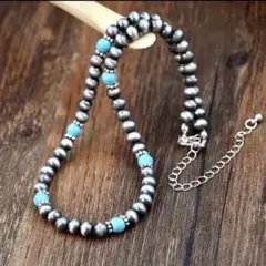 インディアンジュエリー ナバホ族 ネックレス 超軽量 フェイクターコイズシンプル