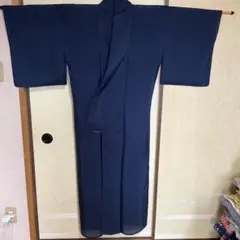 【ビンテージ】夏着物　絽　紺　無地のサムネイル