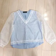 美品　MICALLE MICALLE 長袖 ブラウス レース切替のサムネイル