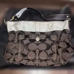 お買い得‼️Coach ロゴ入りハンドバッグ ブラウン/ベージュ
