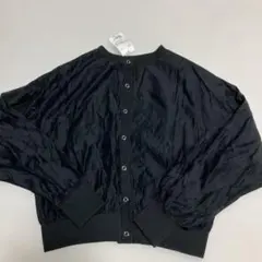 Lucruca ナイロンブルゾン ネイビー M ノーカラー ドロップショルダー 