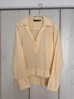 ZARA 長袖 スキッパーシャツ イエロー ブラウスのサムネイル