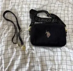 U.S. POLO ASSN. コーデュロイショルダーバッグ 黒