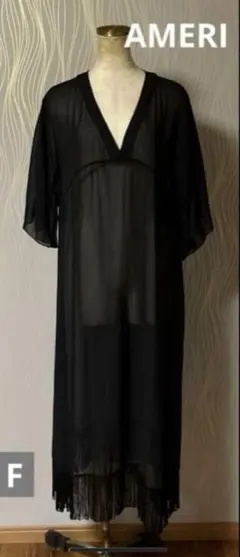 お値下げ‼️AMERI アメリ　シアー フリンジ ロングワンピース