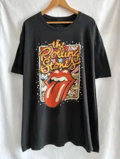ローリングストーンズ バンドTシャツ 黒 XXL サイケデリック 古着