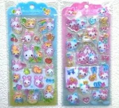 フワフワらびちゃん　まじかるみゅーちゃん　ドロップジュエリーシール　平成女児