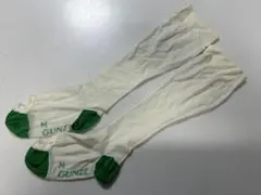 GUNZE 着圧ソックス Mサイズ アイボリー/グリーン