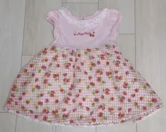 メゾピアノ　いちご柄 半袖ワンピース 100