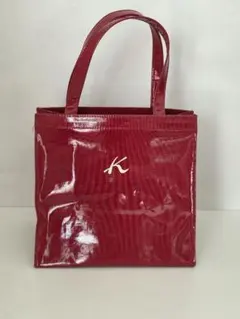 キタムラ　エナメル　ショッピングバッグ　トートバッグ　赤のサムネイル