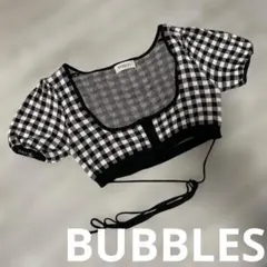 (13)BUBBLES ニット カーディガン チェック ミニ丈 ブラック 半袖のサムネイル
