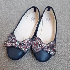 GAP　女の子　フォーマル　フラット　バレエシューズ　22cm　ラメリボン付