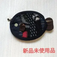 【絣•古布使用！】ハンドメイド 魚型パッチワーク小銭入れ•ミニポーチ
