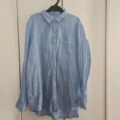 GAP 長袖シャツ ブルー リネン混