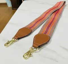 ショルダーストラップ　オレンジ色　ゴールド金具
